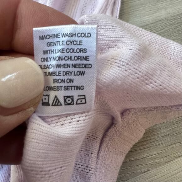 NEW Pacsun Lavender Purple Pointelle Knit Crop Polo Shirt Collar Top M Medium - Picture 6 of 7